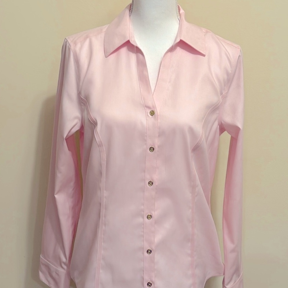 NWT Calvin Klein Classic Stretch Poplin Button-up Blouse